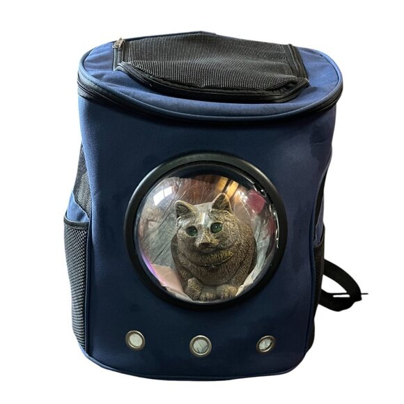 Navy Cat Bubble Backpack Cat Carrier, Polyester & Mesh w/Air Holes, 17"x14” - Picture 15 of 15